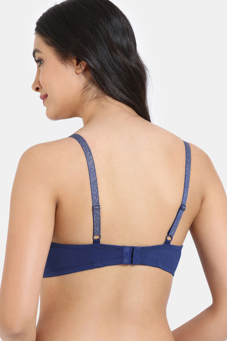 Zivame Glitter Straps Beautiful Basics Padded Wired 3/4th Coverage T-Shirt Bra - Blue Depth — image 2